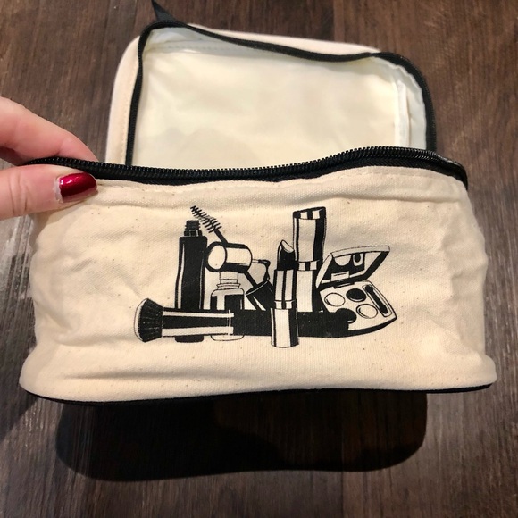 Black and White Cosmetic Bag with Bow by Hallmart Collectibles - Picture 4 of 10